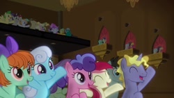 Size: 1920x1080 | Tagged: safe, imported from derpibooru, screencap, berry blend, berry bliss, bon bon, buddy, cherry berry, citrine spark, clever musings, cotton sky, cultivar, doctor whooves, fire quacker, huckleberry, lily, lily valley, lyra heartstrings, millie, neon lights, peppermint goldylinks, ponet, rising star, roseluck, shoeshine, sugar maple, summer meadow, tender brush, time turner, violet twirl, winter lotus, written script, earth pony, pegasus, pony, unicorn, a horse shoe-in, background pony, background pony audience, female, friendship student, happy, male, mare, stallion