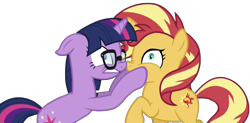 Size: 1976x974 | Tagged: safe, editor:larryboyfan1996, imported from derpibooru, sci-twi, sunset shimmer, twilight sparkle, pony, unicorn, equestria girls, equestria girls series, spring breakdown, spoiler:eqg series (season 2), background removed, equestria girls ponified, ponified, simple background, transparent background, unicorn sci-twi