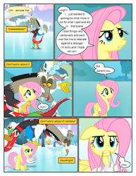 Size: 612x792 | Tagged: safe, artist:newbiespud, edit, edited screencap, imported from derpibooru, screencap, discord, fluttershy, draconequus, pegasus, pony, comic:friendship is dragons, keep calm and flutter on, ..., comic, dialogue, female, frown, ice skates, ice skating, male, mare, mouth hold, screencap comic, skating, unamused