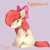 Size: 500x500 | Tagged: safe, artist:goldypirate, imported from derpibooru, apple bloom, earth pony, pony, alternate hairstyle, blank flank, eyebrows, eyebrows visible through hair, female, filly, looking at you, simple background, sitting, smiling, solo