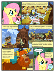 Size: 612x792 | Tagged: safe, artist:newbiespud, edit, edited screencap, imported from derpibooru, screencap, fluttershy, prince rutherford, yona's dad, pegasus, pony, yak, comic:friendship is dragons, best gift ever, comic, dialogue, female, male, mare, open mouth, screencap comic, yakyakistan