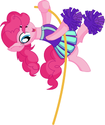 Size: 6318x7539 | Tagged: safe, artist:cyanlightning, imported from derpibooru, pinkie pie, earth pony, pony, 2 4 6 greaaat, .svg available, absurd resolution, cheerleader, clothes, cute, diapinkes, ear fluff, female, mare, pleated skirt, pole, pom pom, simple background, skirt, smiling, solo, transparent background, vector