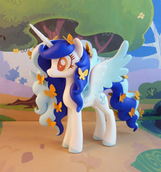Size: 797x850 | Tagged: safe, artist:krowzivitch, imported from derpibooru, oc, oc only, oc:roxy lovli pop, alicorn, butterfly, pony, alicorn oc, colored hooves, female, figurine, mare, solo, toy