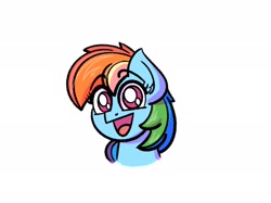 Size: 2048x1535 | Tagged: safe, artist:ashtoneer, imported from derpibooru, rainbow dash, pegasus, pony, :d, bust, female, looking at you, mare, simple background, smiling, solo, white background