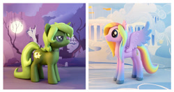 Size: 1614x850 | Tagged: safe, artist:krowzivitch, imported from derpibooru, oc, oc:pastel rainboom, oc:rigor mosrtis, pegasus, pony, unicorn, female, figurine, male, mare, stallion, toy