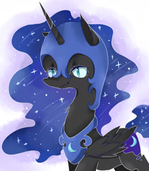 Size: 1600x1834 | Tagged: safe, artist:double happiness, imported from derpibooru, nightmare moon, alicorn, pony, cute, ethereal mane, female, mare, moonabetes, neck fluff, pixiv, solo, starry mane