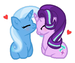 Size: 326x273 | Tagged: safe, artist:darbypop1, imported from derpibooru, starlight glimmer, trixie, pony, unicorn, cropped, female, heart, lesbian, mare, shipping, simple background, startrix, transparent background