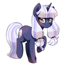 Size: 867x904 | Tagged: safe, artist:riukime, imported from derpibooru, oc, oc only, oc:silverlay, original species, pony, unicorn, cute, female, gradient hooves, mare, one hoof raised, raised hoof, silvabetes, simple background, solo, transparent background, umbra pony