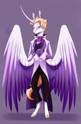 Size: 2100x3200 | Tagged: safe, artist:crystalcontemplator, imported from derpibooru, oc, alicorn, anthro, pony, unguligrade anthro, alicorn oc, almighty tallest, invader zim, male alicorn, ponified, purple, solo, tallest purple