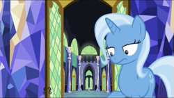 Size: 1334x750 | Tagged: safe, imported from derpibooru, screencap, spike, trixie, dragon, pony, unicorn, all bottled up, cute, diatrixes, faic, female, male, mare, raised hoof, trixie is not amused, unamused