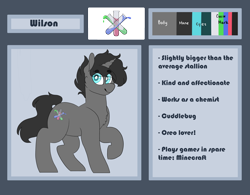 Size: 3200x2500 | Tagged: safe, artist:liefsong, imported from derpibooru, oc, oc:wilson, pony, unicorn, cheek fluff, chest fluff, commission, male, reference sheet, stallion