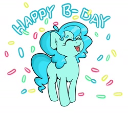 Size: 1700x1500 | Tagged: safe, artist:kumakum, imported from derpibooru, oc, oc only, earth pony, pony, female, happy birthday, mare, open mouth, smiling