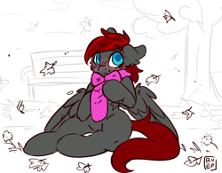 Size: 3818x2979 | Tagged: safe, artist:ruef, imported from derpibooru, oc, oc only, oc:rae, pegasus, pony, blushing, clothes, colored pupils, cute, floppy ears, leaves, looking at you, male, scarf, solo, spread wings, stallion, wings