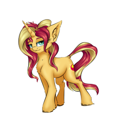 Size: 1500x1500 | Tagged: safe, artist:coldtrail, imported from derpibooru, sunset shimmer, pony, unicorn, cheek fluff, chest fluff, ear fluff, female, leg fluff, looking at you, mare, simple background, solo, transparent background, unshorn fetlocks