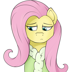 Size: 1116x1080 | Tagged: safe, artist:kirr12, imported from derpibooru, fluttershy, pegasus, pony, bathrobe, clothes, female, looking down, mare, robe, sad, simple background, solo, transparent background