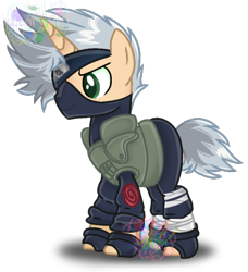 Size: 710x778 | Tagged: safe, artist:xkashtrineyc, imported from derpibooru, pony, unicorn, anime, crossover, hatake kakashi, kakashi hatake, naruto, ponified, solo