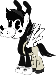 Size: 1882x2526 | Tagged: safe, artist:shadymeadow, imported from derpibooru, oc, oc:vintage toon, pegasus, pony, bendy and the ink machine, boris the wolf, clothes, cosplay, costume, crossover, nightmare night costume