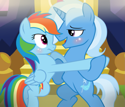 Size: 967x827 | Tagged: safe, artist:missxxfofa123, imported from derpibooru, rainbow dash, trixie, pony, female, half r63 shipping, male, rule 63, shipping, straight, tristan, trixdash