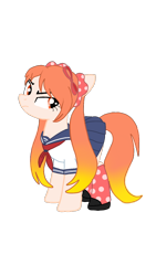 Size: 720x1280 | Tagged: safe, artist:tsundra, imported from derpibooru, earth pony, pony, clothes, crossover, osana najimi, ponified, sailor uniform, school uniform, simple background, transparent background, uniform, yandere simulator