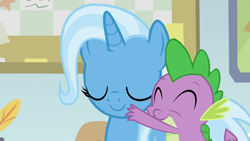 Size: 1280x720 | Tagged: safe, edit, editor:undeadponysoldier, imported from derpibooru, spike, trixie, a horse shoe-in, female, male, momma trixie, shipping, spixie, straight