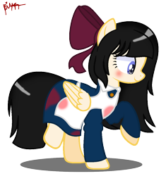 Size: 972x1032 | Tagged: safe, artist:crazyaya, artist:xxkawailloverchanxx, imported from derpibooru, pegasus, pony, aya drevis, base used, crossover, female, mad father, mare, ponified