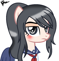 Size: 684x712 | Tagged: safe, artist:ratthee-bases, artist:xxkawailloverchanxx, imported from derpibooru, earth pony, pony, ayano aishi, base used, clothes, crossover, ponified, sailor uniform, school uniform, simple background, transparent background, uniform, yandere simulator