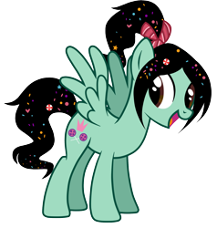 Size: 1728x1813 | Tagged: safe, artist:theodoresfan, imported from derpibooru, pegasus, pony, crossover, ponified, simple background, solo, transparent background, vanellope von schweetz, wreck-it ralph