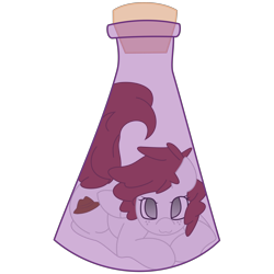 Size: 3000x3000 | Tagged: safe, artist:solardoodles, deleted from derpibooru, imported from derpibooru, oc, oc only, oc:graph travel, pegasus, pony, erlenmeyer flask, female, freckles, gradient eyes, looking at you, mare, pony in a bottle, simple background, smiling, solo, transparent background