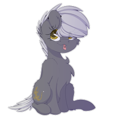 Size: 861x929 | Tagged: safe, artist:ezzerie, imported from derpibooru, oc, oc only, oc:ezzerie, earth pony, pony, :p, chest fluff, digital, piercing, short mane, simple background, sitting, solo, tongue out, transparent background