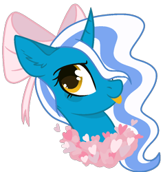 Size: 828x872 | Tagged: safe, artist:xprincessdreamcakex, imported from derpibooru, oc, oc only, oc:fleurbelle, alicorn, pony, alicorn oc, bow, ear fluff, female, hair bow, hair over one eye, mare, simple background, solo, tongue out, transparent background