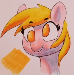 Size: 1003x1008 | Tagged: safe, artist:dimfann, imported from derpibooru, derpy hooves, pegasus, pony, bust, female, portrait, solo, traditional art