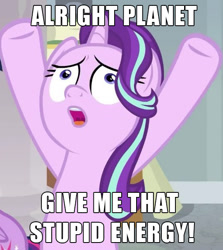 Size: 539x603 | Tagged: safe, edit, edited screencap, imported from derpibooru, screencap, starlight glimmer, twilight sparkle, alicorn, pony, unicorn, a horse shoe-in, caption, cell (dbz), cell (dragon ball), cropped, dragon ball, dragon ball z, dragon ball z budokai 3, female, hooves in air, image macro, mare, offscreen character, open mouth, text, twilight sparkle (alicorn), wide eyes