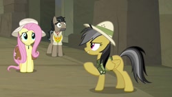 Size: 1920x1080 | Tagged: safe, imported from derpibooru, screencap, daring do, doctor caballeron, fluttershy, pony, daring doubt, hat, truth talisman