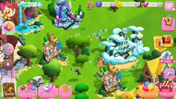 Size: 1280x720 | Tagged: safe, imported from derpibooru, apple bloom, horwitz, rainbow dash, scootaloo, twilight sparkle, twilight sparkle (alicorn), alicorn, ghost pony, parasprite, error, gameloft, gameloft shenanigans, glitch