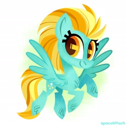 Size: 2300x2300 | Tagged: safe, artist:spacekitsch, deleted from derpibooru, imported from derpibooru, lightning dust, pegasus, pony, blonde, chibi, commission, cute, dustabetes, female, lineless, mare, simple background, smiling, solo, white background