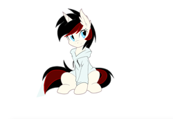 Size: 1049x723 | Tagged: safe, artist:ambris, deleted from derpibooru, edit, imported from derpibooru, vector edit, oc, oc:star sprites, pony, unicorn, clothes, hoodie, recolor, sitting, solo, vector, white background