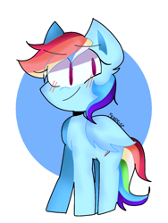 Size: 768x1024 | Tagged: safe, artist:surpriseghostie, imported from derpibooru, rainbow dash, pegasus, pony, abstract background, blushing, circle background, cute, dashabetes, female, mare, solo