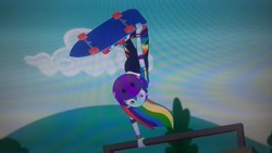 Size: 2560x1440 | Tagged: safe, imported from derpibooru, screencap, rainbow dash, equestria girls, equestria girls series, sic skateboard, spoiler:eqg series (season 2), female, helmet, skateboard, solo