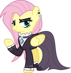 Size: 4999x5134 | Tagged: safe, artist:n0kkun, imported from derpibooru, fluttershy, pegasus, pony, clothes, female, fluttergoth, mare, simple background, solo, transparent background