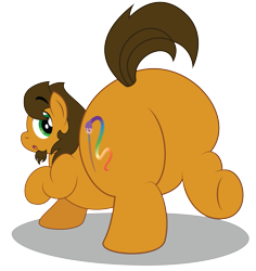 Size: 869x920 | Tagged: safe, artist:aleximusprime, imported from derpibooru, oc, oc:alex the chubby pony, earth pony, pony, butt, chubby, cute, dat ass, dat butt, dummy thicc, fat, flank, large butt, male, perspective, plot, plump, sneaking, surprised, the ass was fat, thick