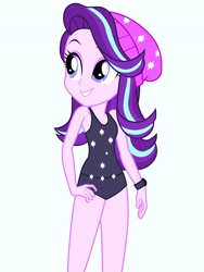 Size: 1536x2048 | Tagged: safe, artist:draymanor57, imported from derpibooru, starlight glimmer, equestria girls, clothes, one-piece swimsuit, sleeveless, swimsuit, swimsuit edit