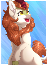 Size: 1230x1690 | Tagged: safe, artist:silentwolf-oficial, imported from derpibooru, autumn blaze, kirin, pony, sounds of silence, female, happy, smiling, solo