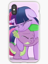 Size: 750x1000 | Tagged: artist needed, safe, artist:joannadoodles, imported from derpibooru, spike, twilight sparkle, twilight sparkle (alicorn), alicorn, dragon, pony, my little pony: the movie, camera, crying, cute, female, hug, iphone, male, mare, merchandise, movie accurate, phone, phone case, redbubble, spikelove, tears of joy