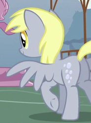 Size: 299x404 | Tagged: safe, imported from derpibooru, screencap, derpy hooves, pegasus, pony, she talks to angel, background pony, butt, cropped, female, mare, plot, solo, spread wings, wings