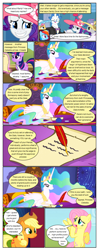 Size: 612x1550 | Tagged: safe, artist:newbiespud, edit, edited screencap, imported from derpibooru, screencap, applejack, fancypants, fluttershy, pish posh, princess celestia, rainbow dash, rarity, silver frames, swan song, twilight sparkle, alicorn, earth pony, pegasus, pony, unicorn, comic:friendship is dragons, background pony, bed, big crown thingy, bowtie, clothes, comic, dialogue, female, flying, freckles, frown, glasses, glowing horn, hat, hoof shoes, horn, jewelry, magic, male, mare, monocle, peytral, prone, quill, regalia, screencap comic, scroll, stallion, suit, sun hat, telekinesis, unicorn twilight, worried