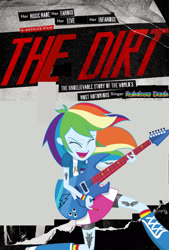 Size: 1500x2222 | Tagged: safe, imported from derpibooru, rainbow dash, equestria girls, rainbow rocks, face paint, female, guitar, musical instrument, poster, solo, tattoo, the dirt (2019)