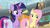 Size: 1366x769 | Tagged: safe, imported from derpibooru, screencap, fluttershy, twilight sparkle, twilight sparkle (alicorn), alicorn, pony, growing up is hard to do, season 9, bleachers, duo, mess, saddle bag, smiling, smug, smugshy