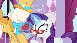 Size: 1920x1080 | Tagged: safe, imported from derpibooru, screencap, rarity, pony, growing up is hard to do, clothes, female, hat, magic, mannequin, mare, needle, pincushion, solo, suit, top hat