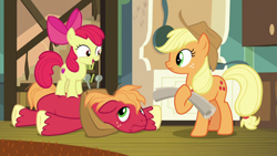 Size: 1920x1080 | Tagged: safe, imported from derpibooru, screencap, apple bloom, applejack, big macintosh, pony, going to seed