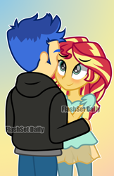 Size: 1242x1920 | Tagged: safe, artist:paulysentry, deleted from derpibooru, imported from derpibooru, flash sentry, sunset shimmer, equestria girls, female, flashimmer, male, obtrusive watermark, shipping, straight, watermark